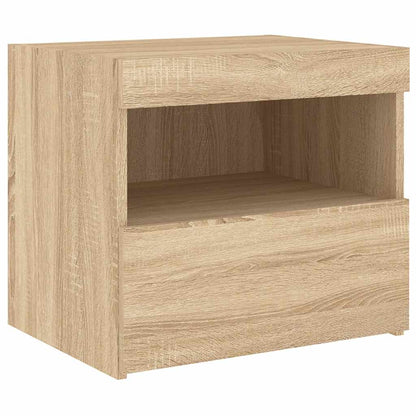 Bedside Cabinets with LED Lights 2 pcs Sonoma Oak 50x40x45 cm
