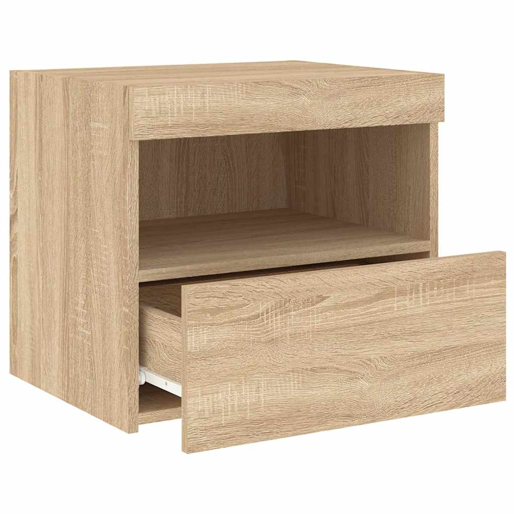 Bedside Cabinets with LED Lights 2 pcs Sonoma Oak 50x40x45 cm