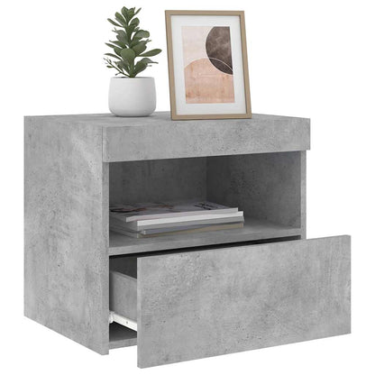 Bedside Cabinet with LED Lights Concrete Grey 50x40x45 cm