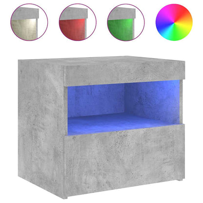 Bedside Cabinets with LED Lights 2 pcs Concrete Grey 50x40x45cm
