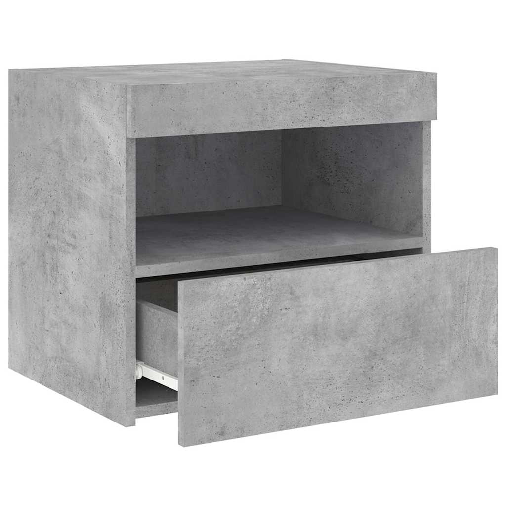 Bedside Cabinets with LED Lights 2 pcs Concrete Grey 50x40x45cm