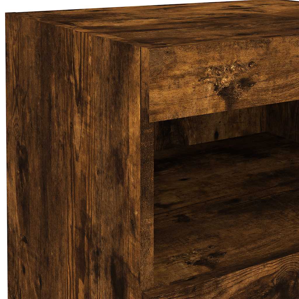Bedside Cabinets with LED Lights 2 pcs Smoked Oak 50x40x45 cm