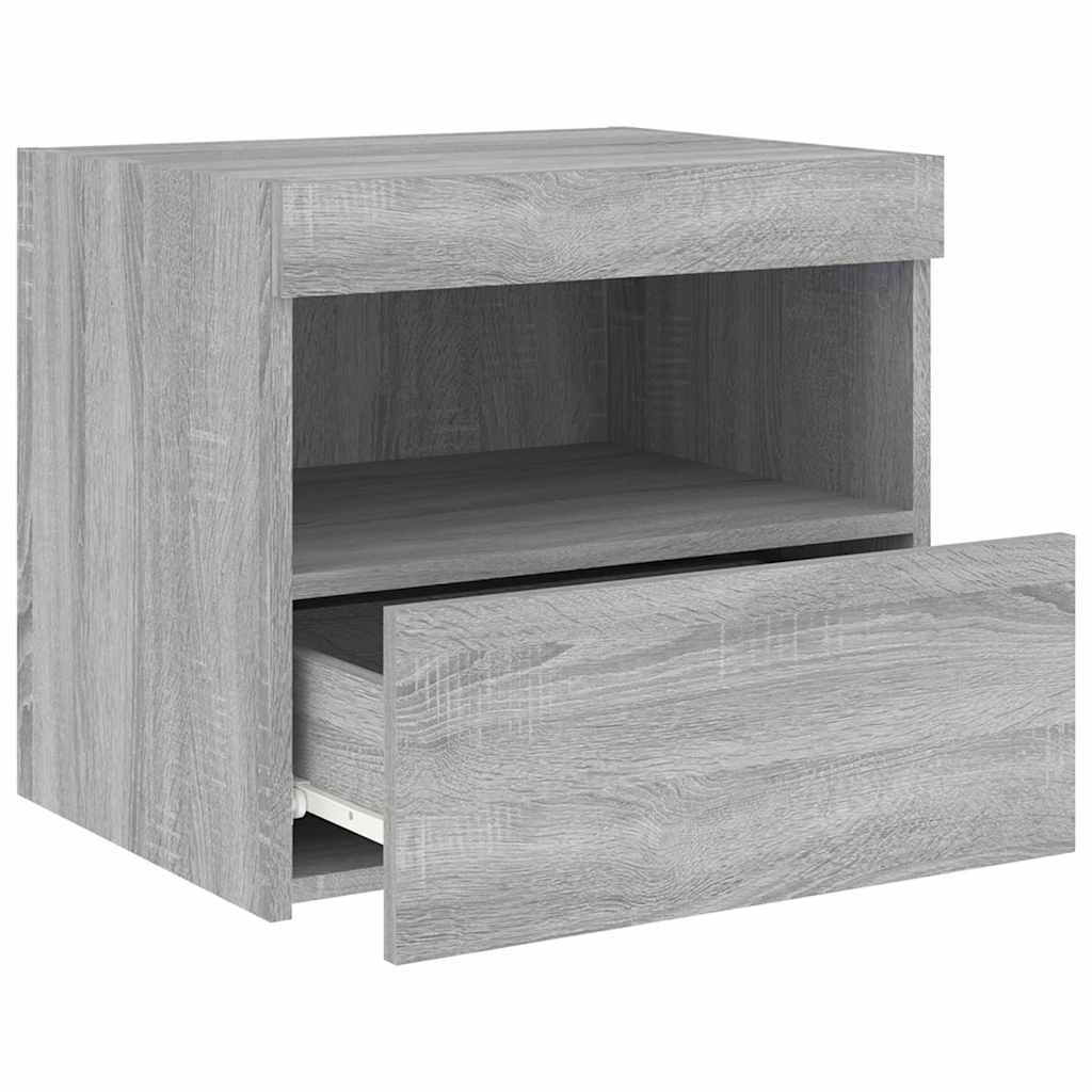 Bedside Cabinet with LED Lights Grey Sonoma 50x40x45 cm