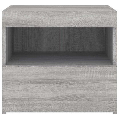 Bedside Cabinet with LED Lights Grey Sonoma 50x40x45 cm