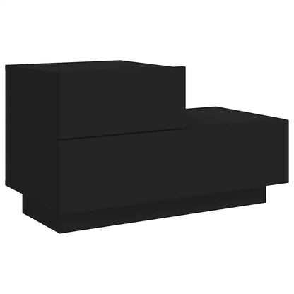 Bedside Cabinet with LED Lights Black 70x36x40,5 cm