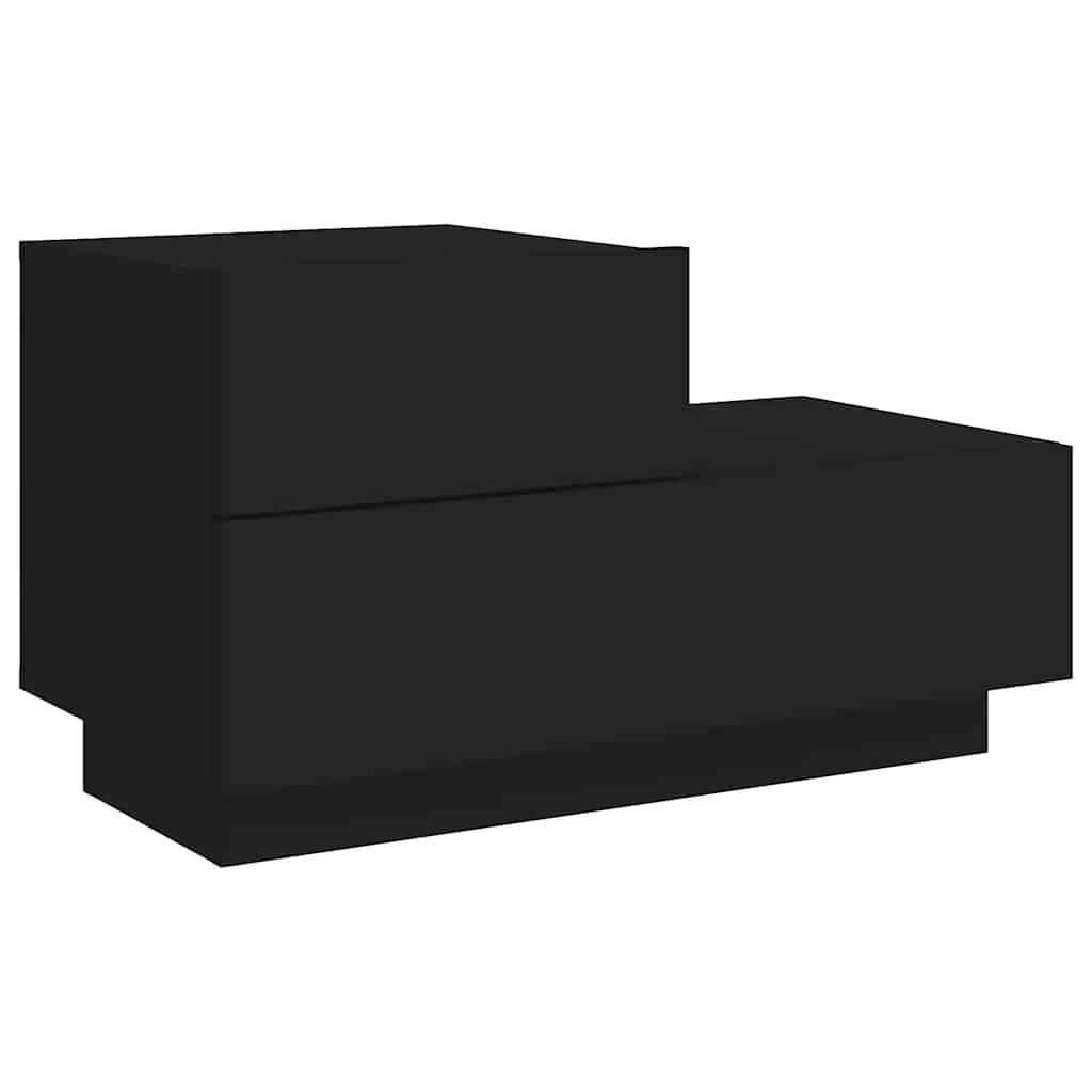Bedside Cabinet with LED Lights Black 70x36x40.5 cm