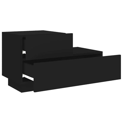 Bedside Cabinet with LED Lights Black 70x36x40,5 cm