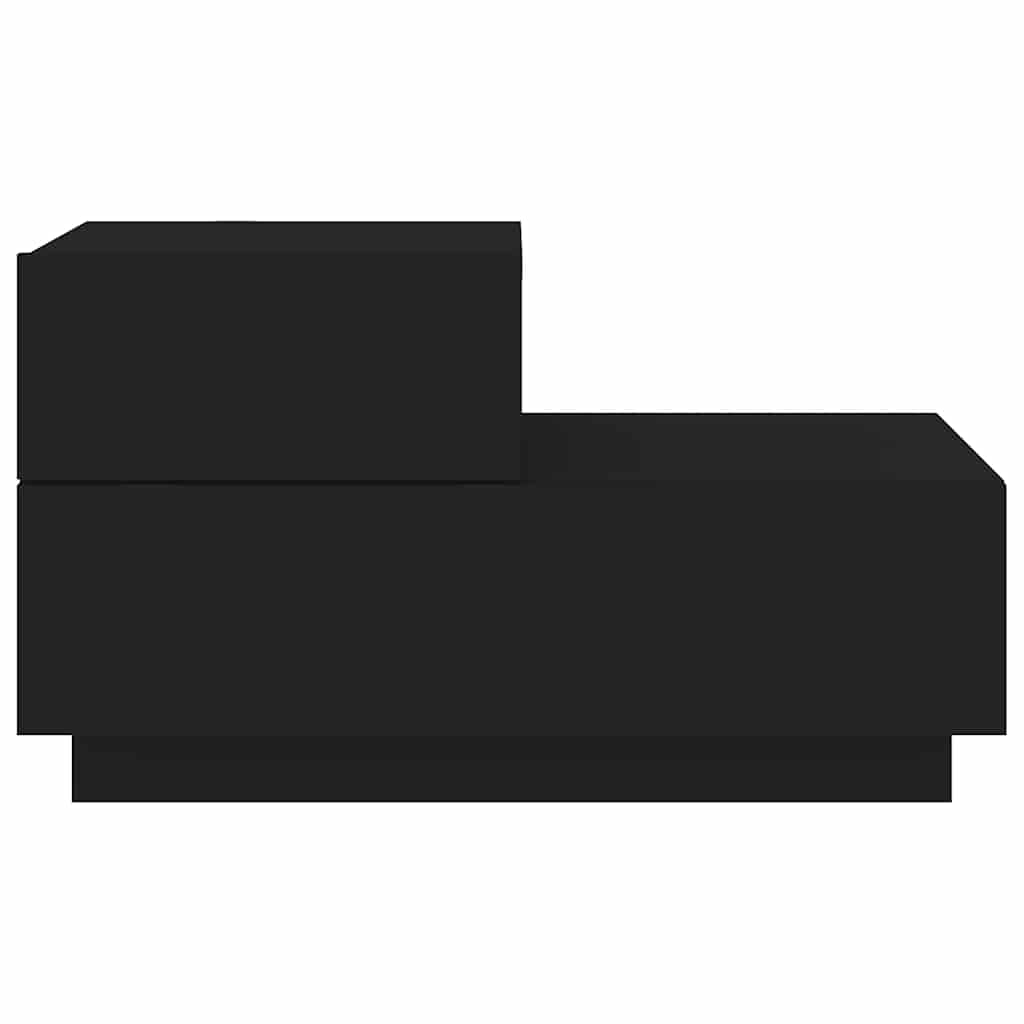 Bedside Cabinet with LED Lights Black 70x36x40,5 cm