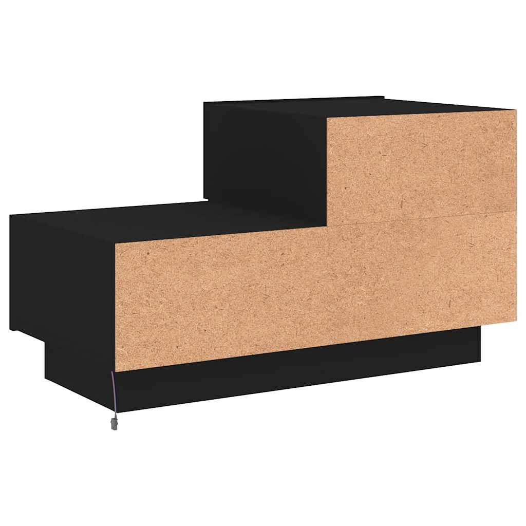Bedside Cabinet with LED Lights Black 70x36x40,5 cm