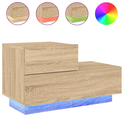 Bedside Cabinet with LED Lights Sonoma Oak 70x36x40,5 cm