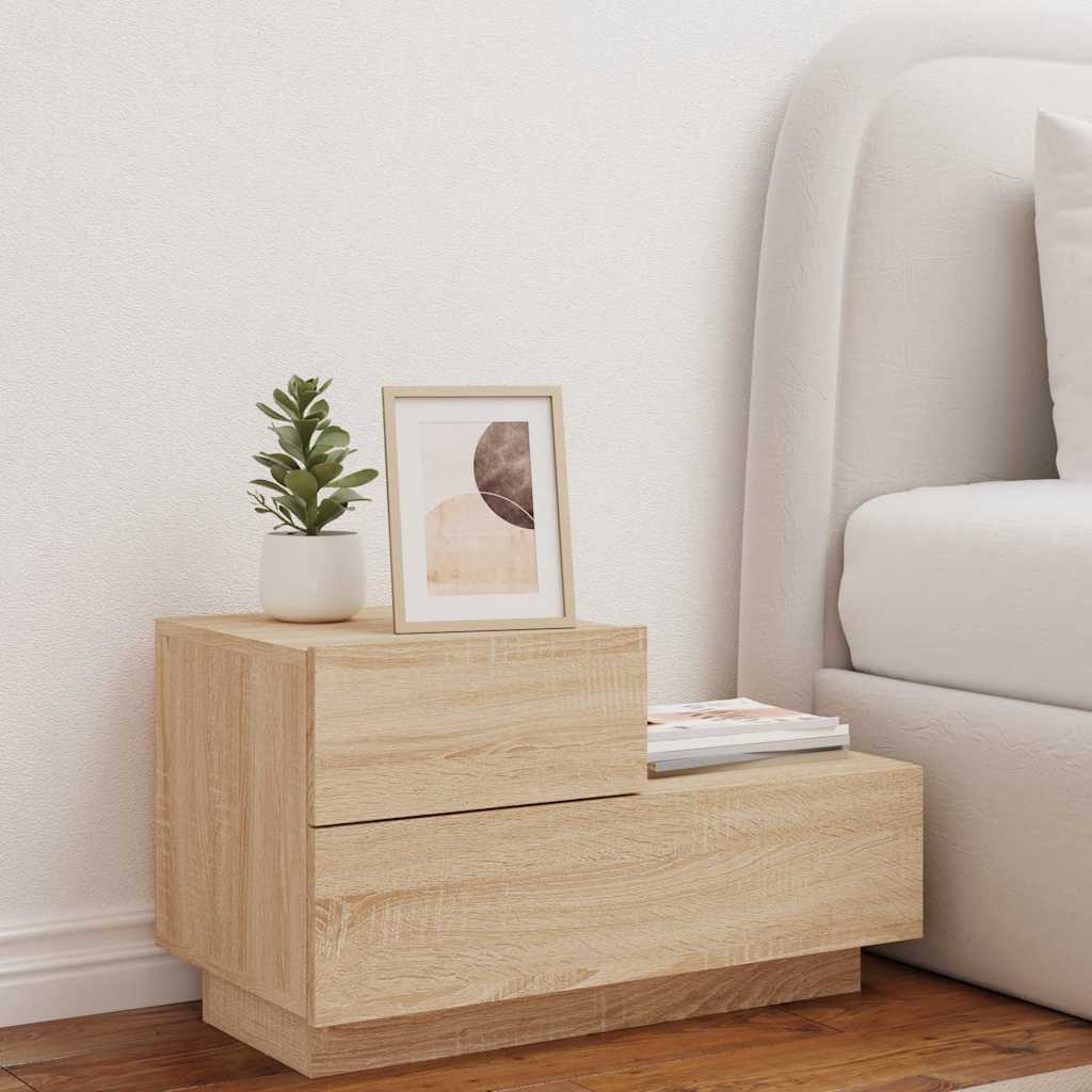 Bedside Cabinet with LED Lights Sonoma Oak 70x36x40,5 cm