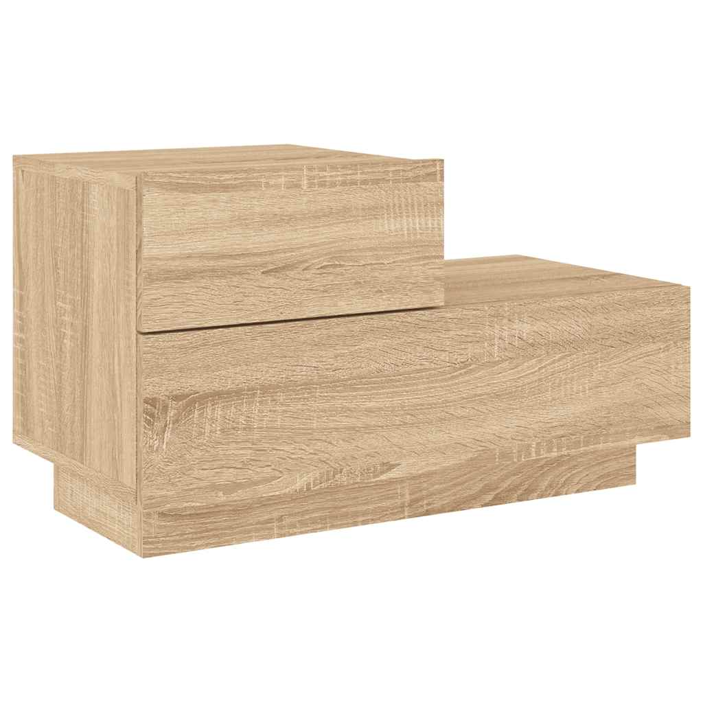 Bedside Cabinet with LED Lights Sonoma Oak 70x36x40,5 cm