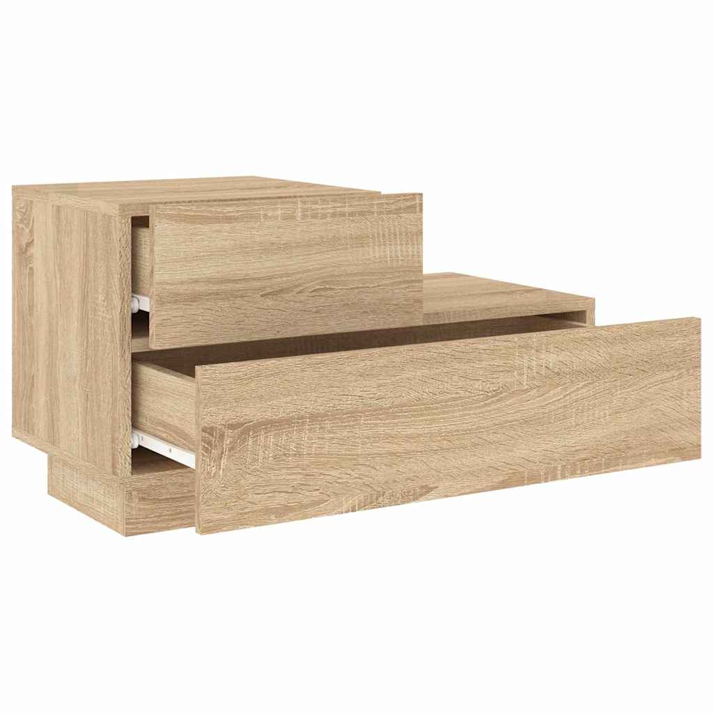 Bedside Cabinet with LED Lights Sonoma Oak 70x36x40,5 cm