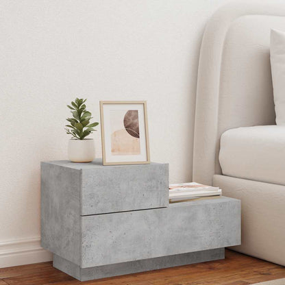 Bedside Cabinet with LED Lights Concrete Grey 70x36x40,5 cm