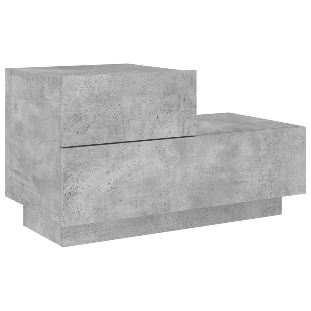 Bedside Cabinet with LED Lights Concrete Grey 70x36x40,5 cm