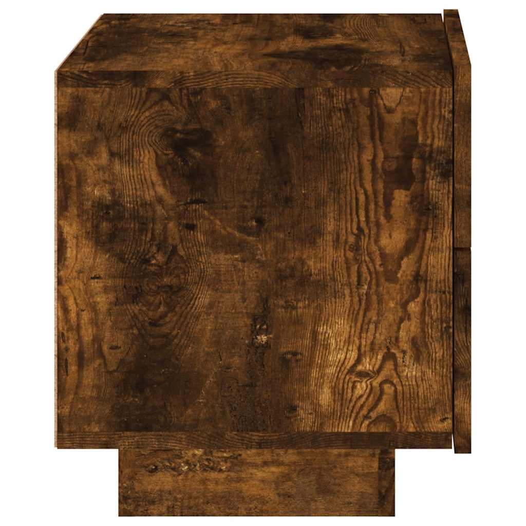 Bedside Cabinet with LED Lights Smoked Oak 70x36x40.5 cm