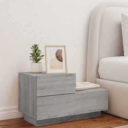 Bedside Cabinet with LED Lights Grey Sonoma 70x36x40,5 cm