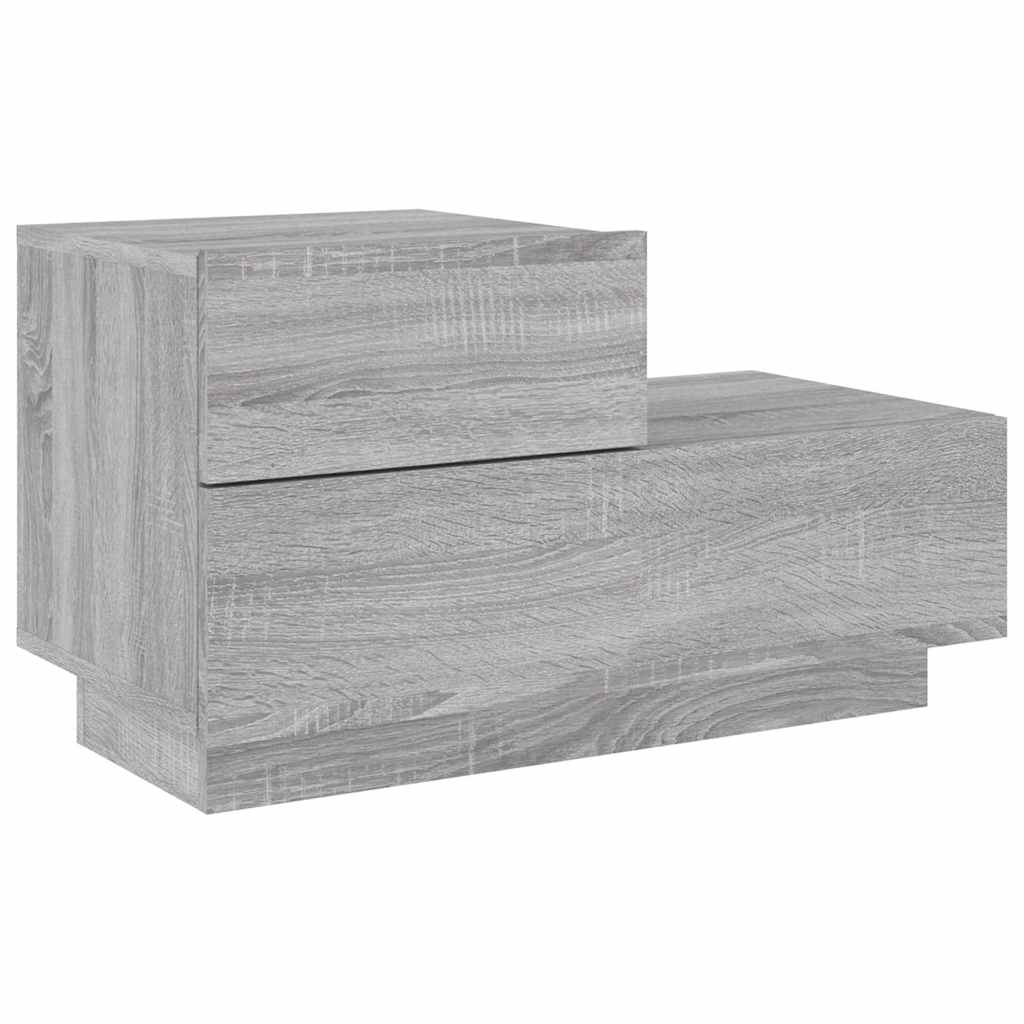 Bedside Cabinet with LED Lights Grey Sonoma 70x36x40,5 cm