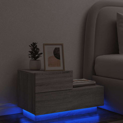 Bedside Cabinet with LED Lights Grey Sonoma 70x36x40,5 cm