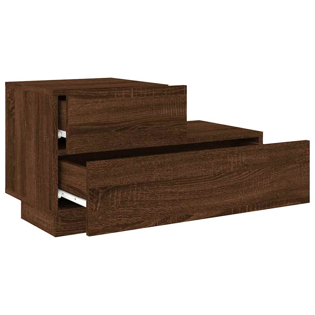 Bedside Cabinet with LED Lights Brown Oak 70x36x40,5 cm