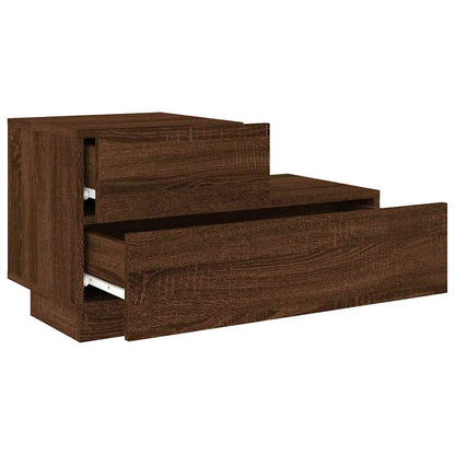 Bedside Cabinet with LED Lights Brown Oak 70x36x40,5 cm