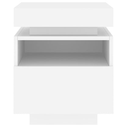 Bedside Cabinet with LED Lights White 40x39x48.5 cm