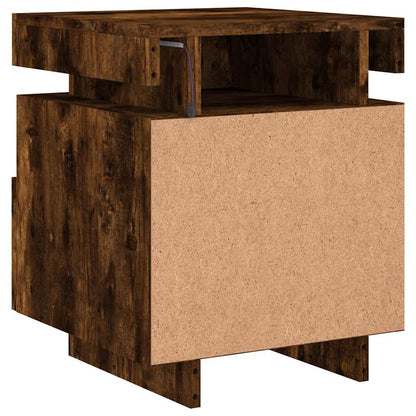 Bedside Cabinets with LED Lights 2 pcs Smoked Oak 40x39x48.5 cm