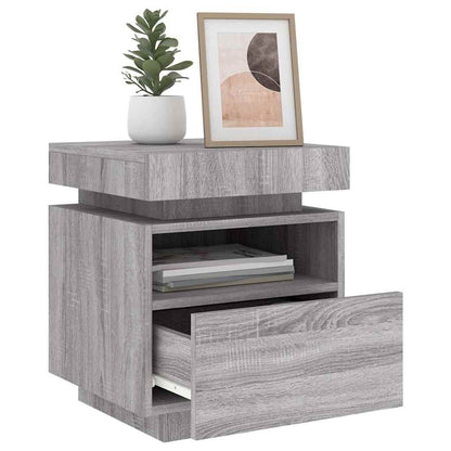Bedside Cabinet with LED Lights Grey Sonoma 40x39x48,5 cm