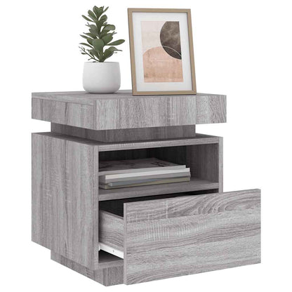 Bedside Cabinets with LED Lights 2 pcs Grey Sonoma 40x39x48.5cm