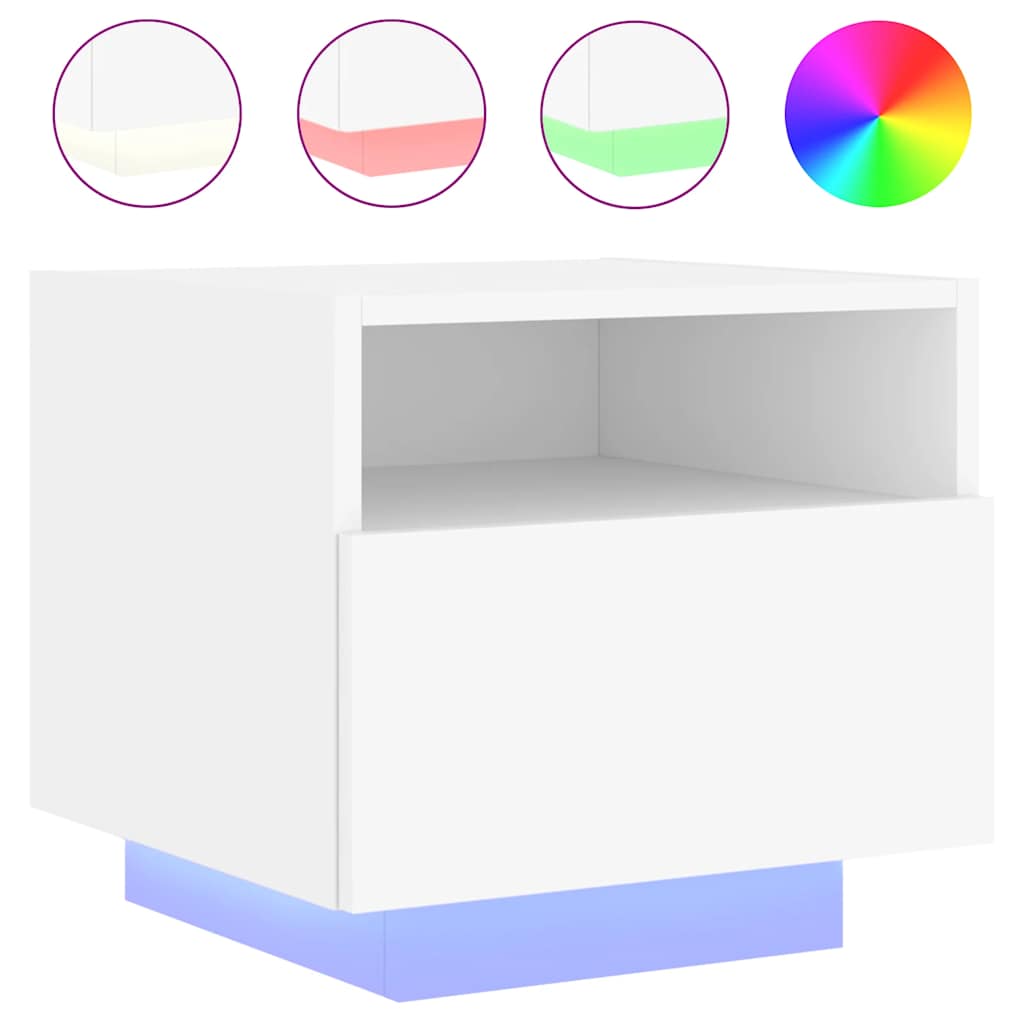 Bedside Cabinet | Cool White | Engineered Wood | Compact