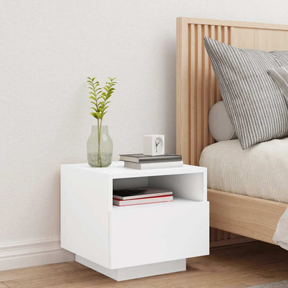 Bedside Cabinet | Cool White | Engineered Wood | Compact