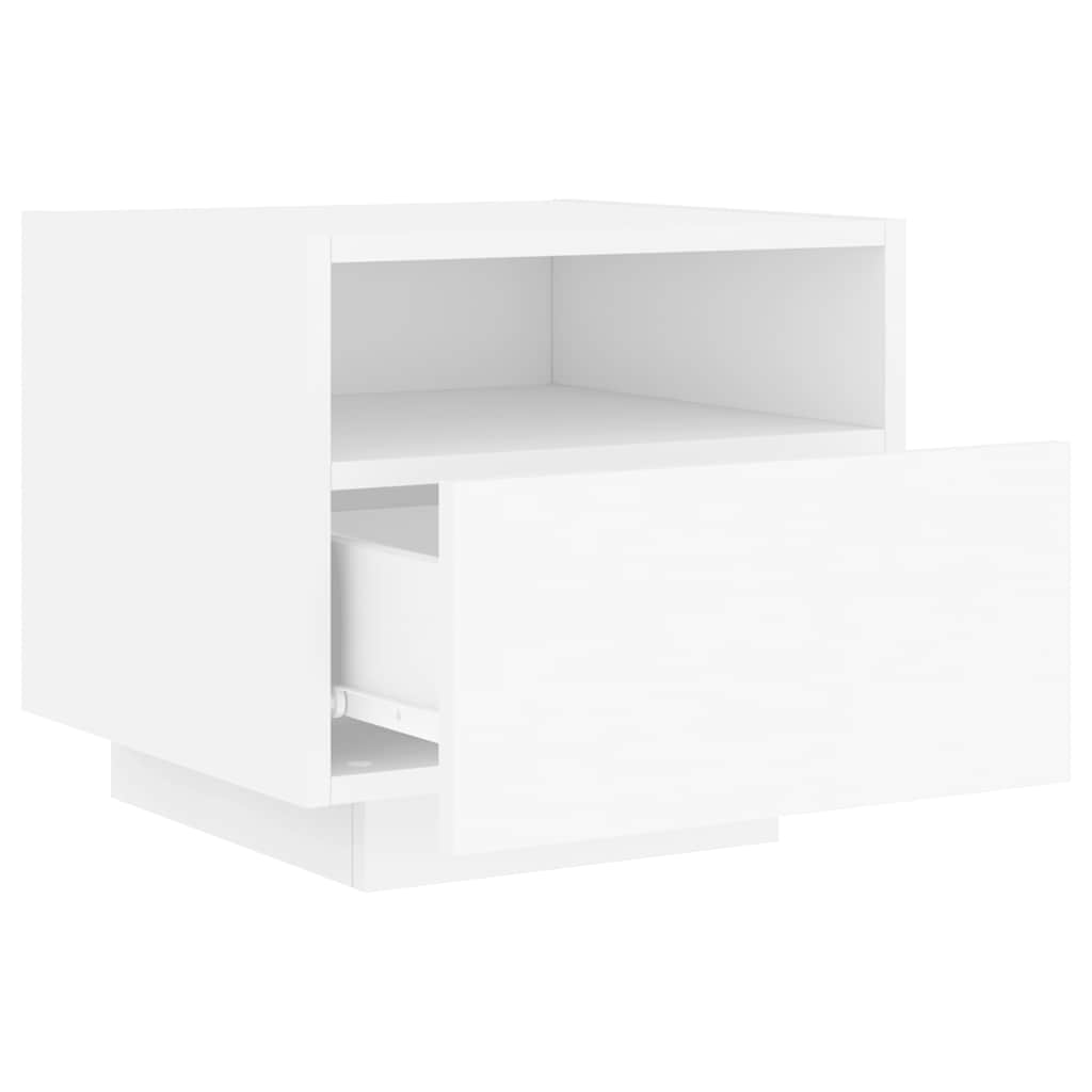 Bedside Cabinet | Cool White | Engineered Wood | Compact