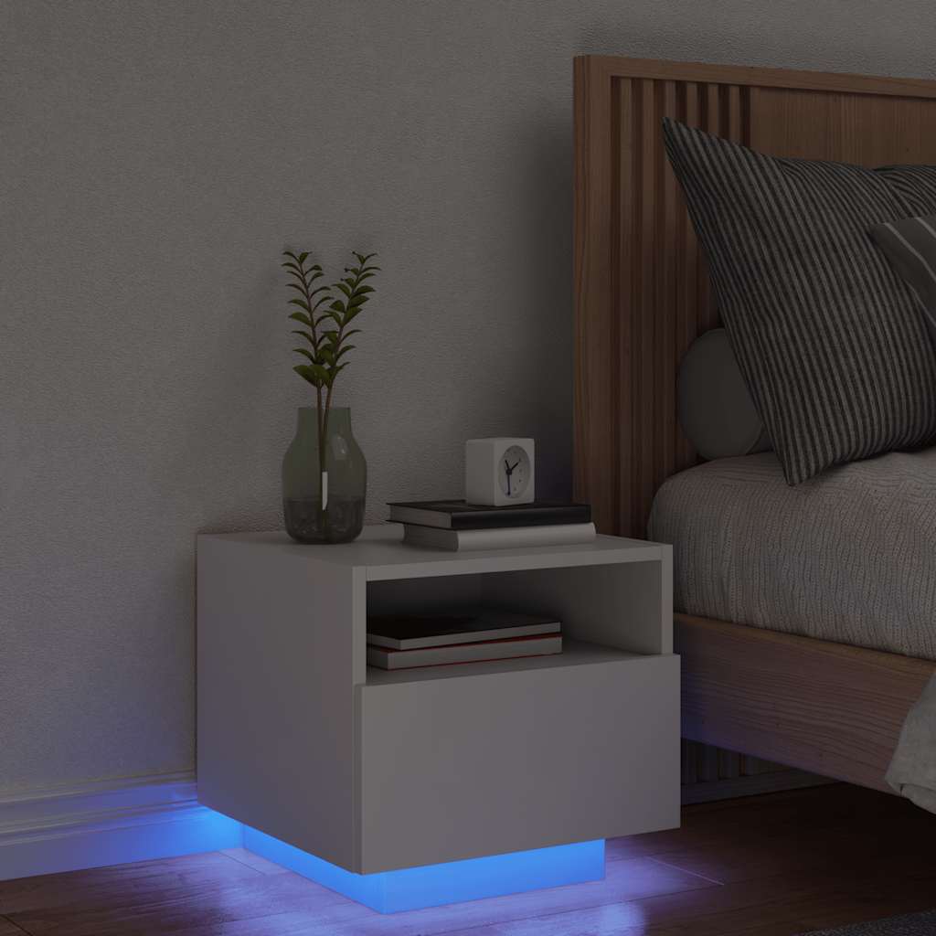 Bedside Cabinet | Cool White | Engineered Wood | Compact