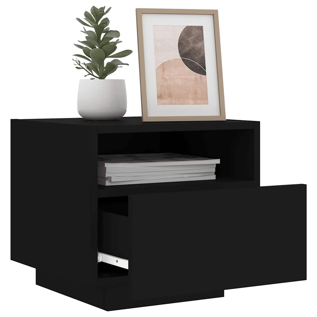 Bedside Cabinet | Black | Engineered wood | Compact | Bedside Cabinet