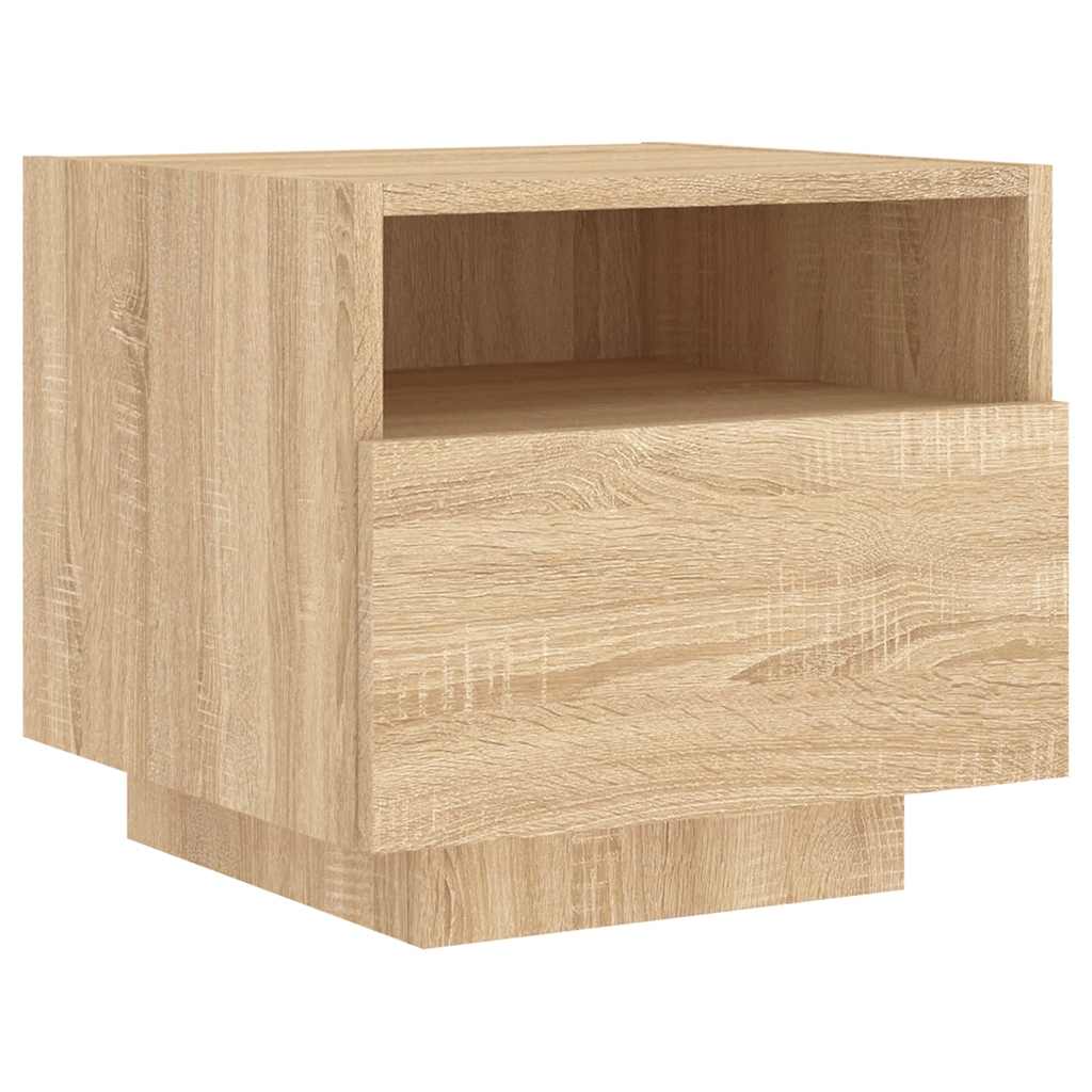 Bedside Cabinets with LED Lights 2 pcs Sonoma Oak 40x39x37 cm