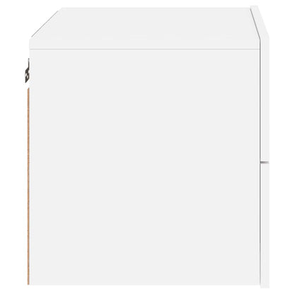 Wall-mounted Bedside Cabinet with LED Lights White