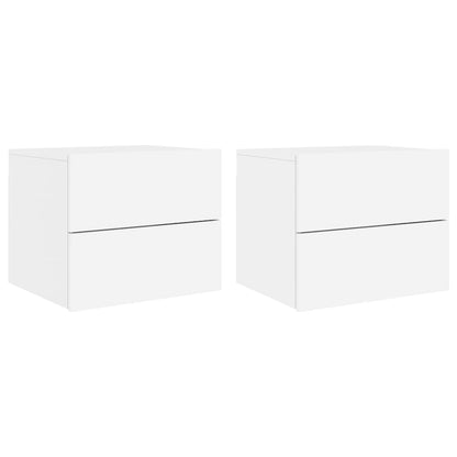 Wall-mounted Bedside Cabinets with LED Lights 2 pcs White