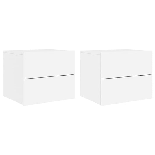 Wall-mounted Bedside Cabinets with LED Lights 2 pcs White