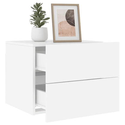 Wall-mounted Bedside Cabinets with LED Lights 2 pcs White