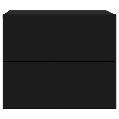 Wall-mounted Bedside Cabinet with LED Lights Black