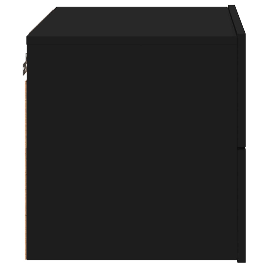 Wall-mounted Bedside Cabinet | Black | Engineered wood | Standard