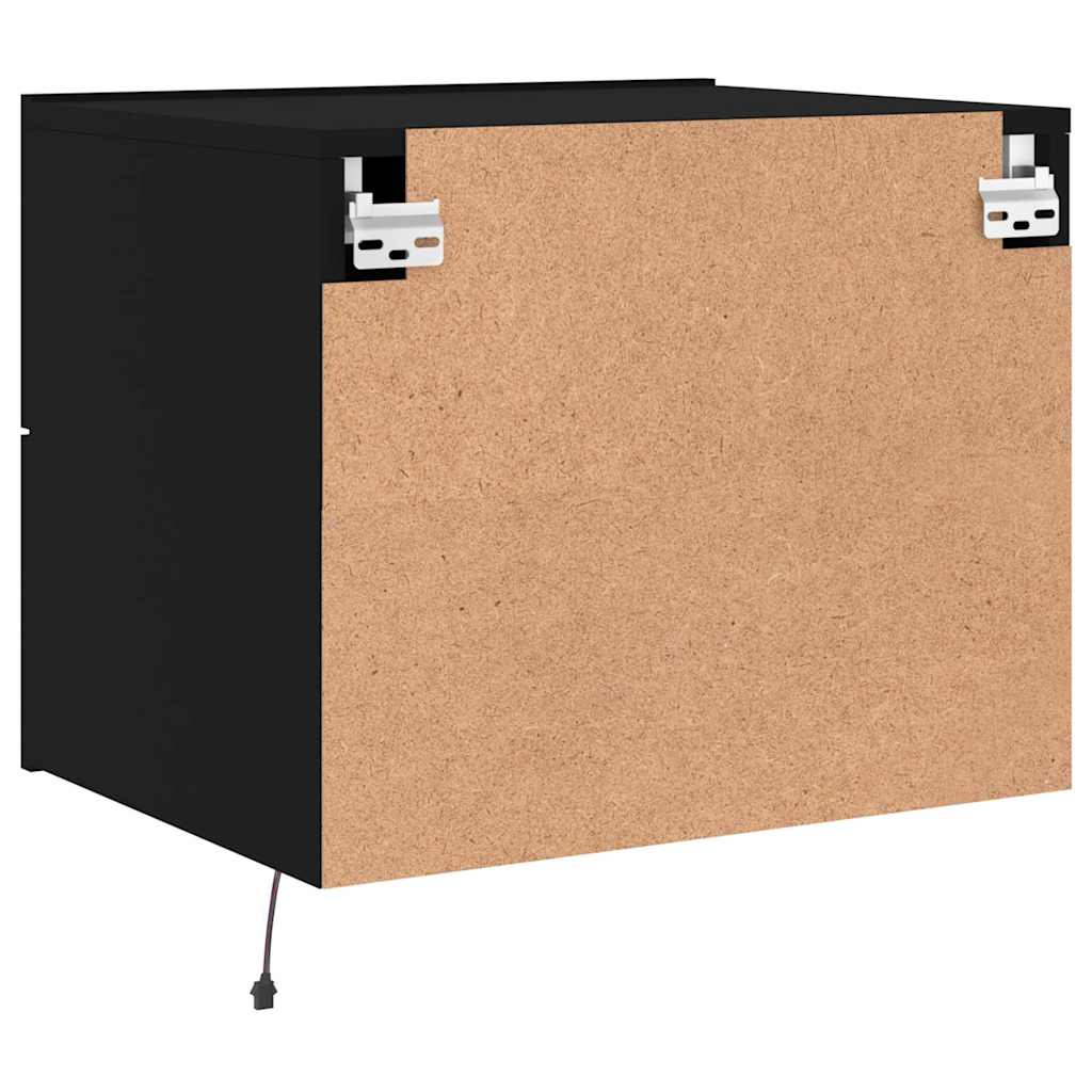 Wall-mounted Bedside Cabinet | Black | Engineered wood | Standard