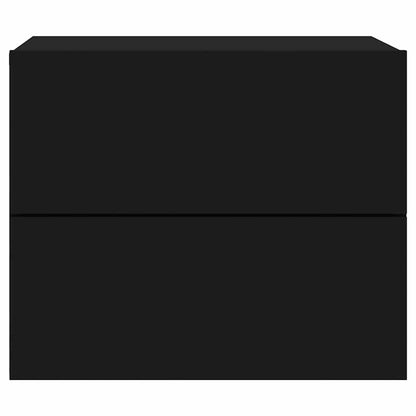 Wall-mounted Bedside Cabinet | Set of 2 | Black | Engineered wood