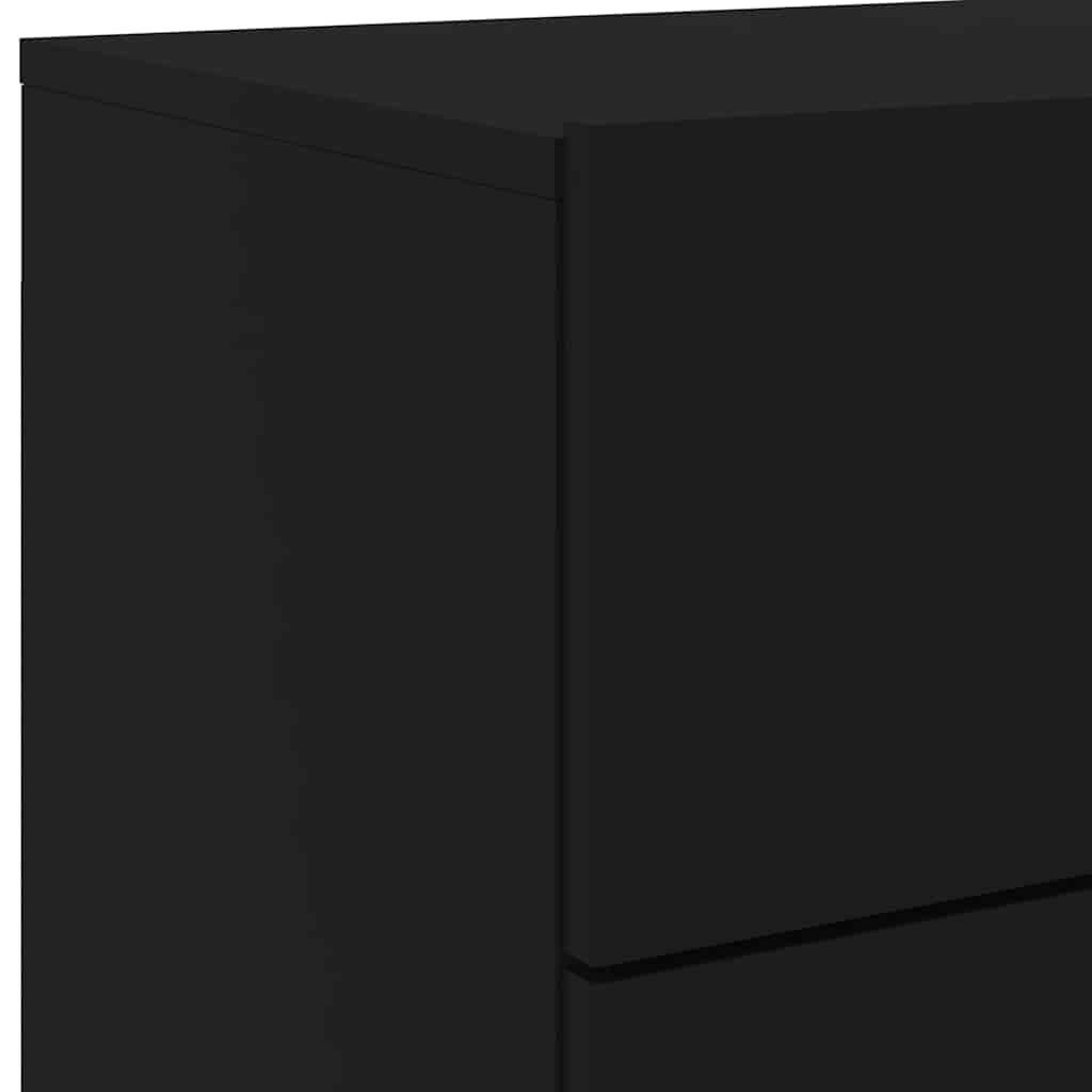 Wall-mounted Bedside Cabinet | Set of 2 | Black | Engineered wood