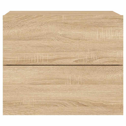 Wall-mounted Bedside Cabinet with LED Lights Sonoma Oak