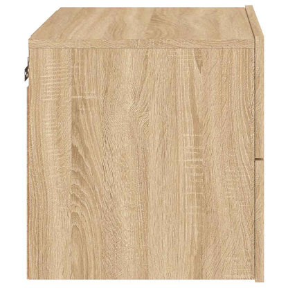 Wall-mounted Bedside Cabinet with LED Lights Sonoma Oak