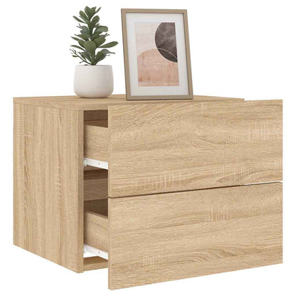 Wall-mounted Bedside Cabinets with LED Lights 2 pcs Sonoma Oak