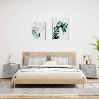 Wall-mounted Bedside Cabinets with LED 2 pcs Concrete Grey