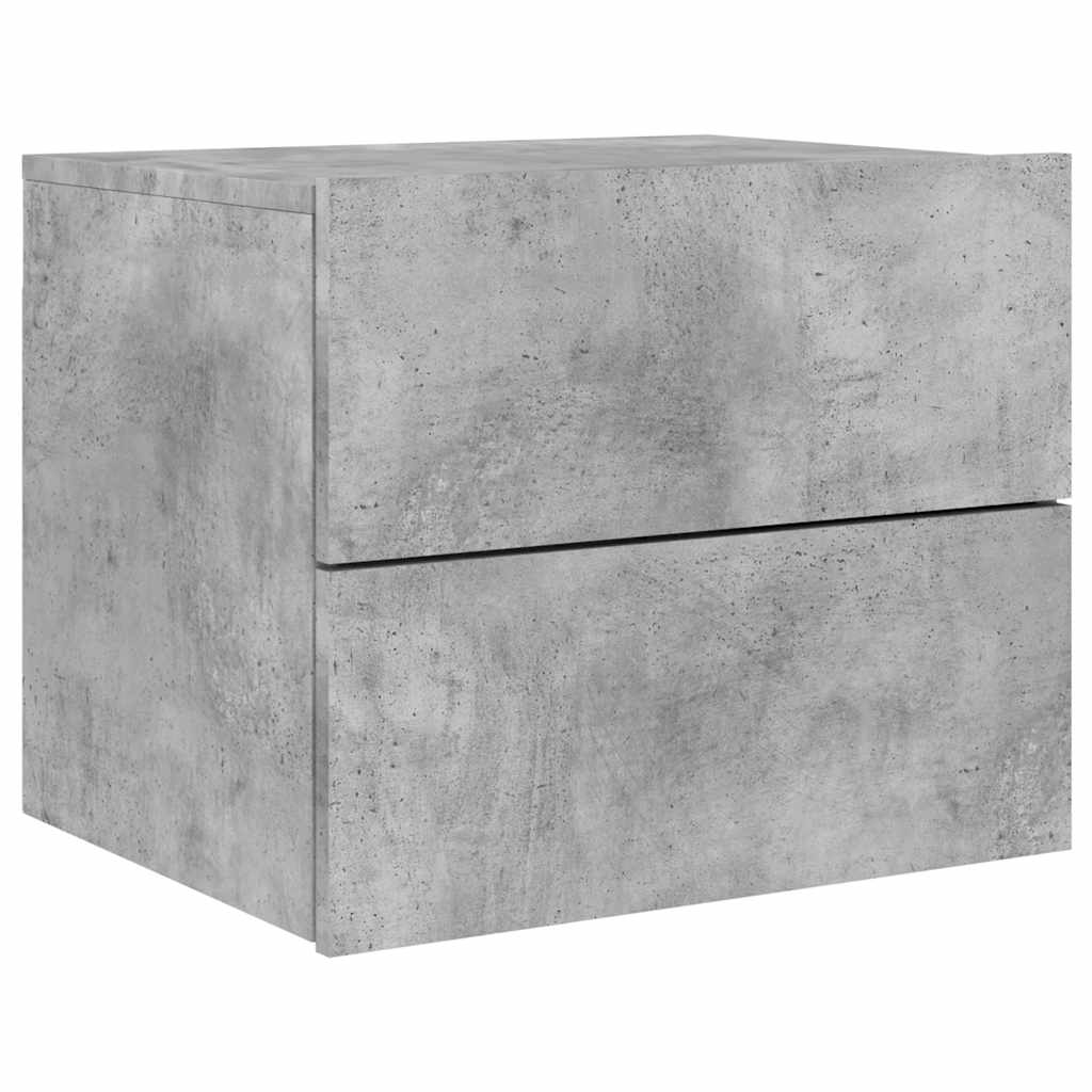 Wall-mounted Bedside Cabinets with LED 2 pcs Concrete Grey