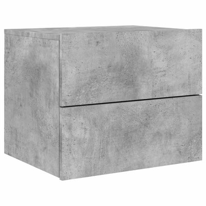 Wall-mounted Bedside Cabinets with LED 2 pcs Concrete Grey